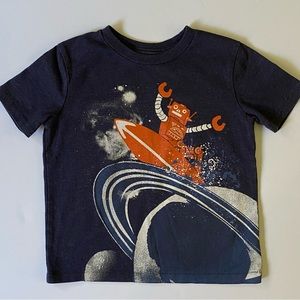 Gap Shirt Size 2T Boys Robot Space Surfing T Top Blue Short Sleeved Gapkids